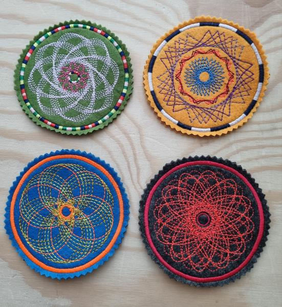 ITH Stickdatei Untersetzer und Glasabdeckung Spiro